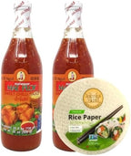 Authentic Asian Pantry Sweet Chili Sauce, 25 fl oz, 2-Pack with FREE Four Elephants Round Rice Paper, 22cm