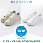 White Shoe Cleaner Cream, Multipurpose No-Wash Solid Cleaning Paste with Sponge Removes Stains & Dirt, Multipurpose White Shoes Clean Cream for Leather Sneakers Soles
