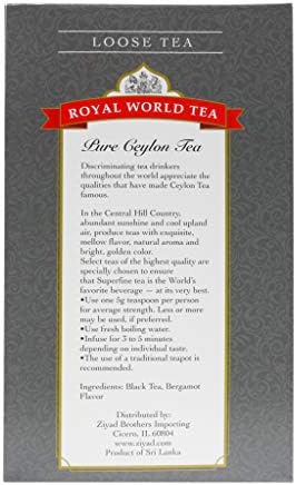 Royal World Loose Leaf Earl Grey Tea – Premium Blend of Bergamot & Ceylon Black Tea – Ideal for London Fog & Iced Drinks – Perfect for Recipes – Sourced from Sri Lanka – Minimal Packaging, 17.6oz