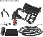 Sport Wheelchairs for Adults Lightweight Foldable, Portable All Terrain Travel Mobility Wheelchair, Elderly Transfer Wheel Chair Aluminum Alloy for Outdoor Activities,Green-40/15.7in