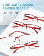LUFF 4Pcs Anti-Blue-ray Reading Glasses Portable Ultra-Light Readers(2.50X)