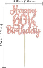 Gyufise 1Pc Happy 60th Birthday Cake Topper Glitter 60 & Cheers to 60 Years Old 60th Birthday Cake Pick for Celebrating 60th Birthday Anniversary Party Cake Decorations Supplies Rose Gold