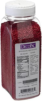 DecoPac Red Sprinkles | Extra Large 26oz Pack | Cake Sprinkle Mix, Fancy Sprinkles For Cake Decorating, Handheld Container, Candy Sprinkles, Cake Sprinkles - Red