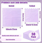 SietDESEO 50 Pieces 3-ply Light Purple Napkins Disposable Folded 5 x 5 Inches Scalloped Cocktail Napkins Paper Napkins for Dinner Wedding Birthday Party Purple Dessert Napkins