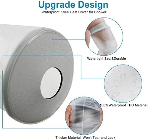 Waterproof Knee Cast Cover for Shower,Watertight Cast Bag Covers- Shower Protector for Knee Replacement Surgery, Wound, Burns Reusable