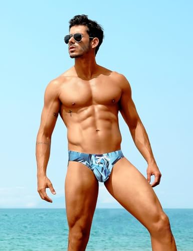 Arjen Kroos Men's Swim Briefs Sexy Bikini Swimwear Mens Funny Print Swimsuit Low Rise Swimming Briefs with Drawstring