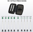 Precision Screwdriver Set, Eyeglass repair kit with 10-style screwdrivers/nose pads/4 in 1 portable screwdrivers/ear hook/tweezer for eyeglasses sunglass watch calculator (with 70-style screws)