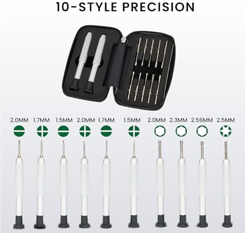 Precision Screwdriver Set, Eyeglass repair kit with 10-style screwdrivers/nose pads/4 in 1 portable screwdrivers/ear hook/tweezer for eyeglasses sunglass watch calculator (with 70-style screws)