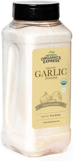 HQOExpress Organic Garlic Powder – Non GMO, Kosher, USDA Certified Organic Garlic – Sweet and Sharp Aromatic Seasoning for Rubs, Marinades, Dressings and Burgers, 18 oz. Chef Jar