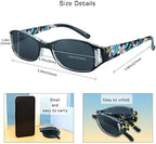 VisionGlobal 3 Pairs Reading Glasses/Sunglasses Foldable with Blue Light Blocking lens Compact Folding Glasses for Women (3 Black, +1.50 Magnification)