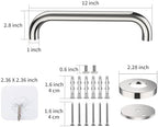 12 Inch Stainless Steel Shower Grab Bar - ZUEXT Shower Handle, Bathroom Balance Bar - Safety Hand Rail Support - Handicap, Elderly, Injury, Senior Assist Bath Handle (w/Self-Adhesive Stick-on Hook)