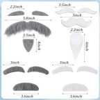 4 Sets Fake Mustache White Grey Fake Beard Self Adhesive Old Man Stick on Mustache Moustache and Eyebrows for Men Women Costume Party Carnival Pretend