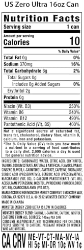 Monster Energy Zero Ultra, Sugar Free Energy Drink, 16 Ounce | Pack of 15