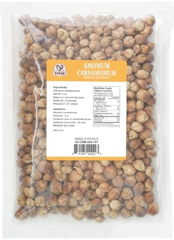 52USA Cardamom Pods, White Cardamom, 4oz–NON GMO Verified, Amomum Cardamomum, Bai Dou Kou, White Cardamom Seeds, Aromatic & Natural, Aromatic Spice for Cooking, Herbal Tea & Traditional Remedies