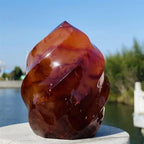 KatLin Natural Stone Natural Red Agate Flame Spiral Quartz Crystal Mineral Specimen Reiki Home Office Decoration Gift(610-700g)