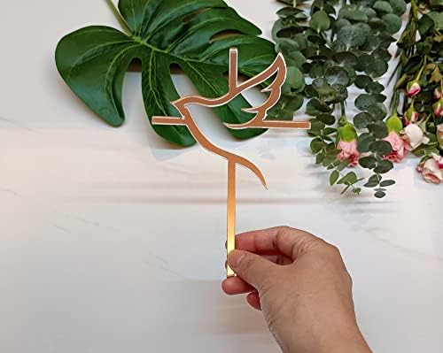 10pcs of Acrylic Religious Cake Topper - Dove and Cross,Holy Spirit Topper, Confirmation Topper (Rose Gold Mirror)