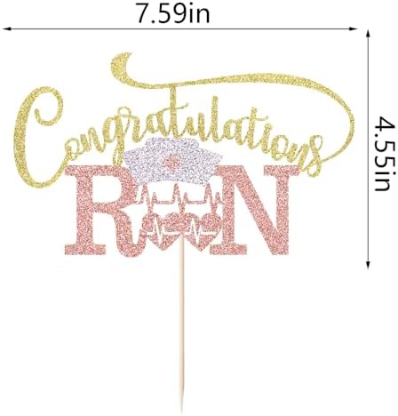 Congratulations RN Cake Topper -Congrats Nurse/BSN Cake Decor,Congratulations High School/College Graduation,Medical School Graduation Party Decorations Supplies