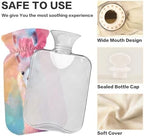 Pink Alpaca Hot Water Bottle with Cover 2L Large Warm Water Bag for Pain Relief Hot Cold Compress