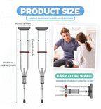 Geiserailie 1 Pair Aluminum Underarm Crutches Lightweight Crutches with Height Adjustment up to 300 Lbs Walking Aid for Adults Elder Range 4'6”– 6'6” with Underarm Pad and Hand Grip