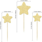 Gyufise 42Pcs Star Cupcake Toppers Gold Glitter Assembled Twinkle Star Cupcake Picks Wedding Engagement Bridal Shower Birthday Party Cake Decorations Supplies Mixed Size