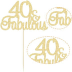 Gyufise 1Pcs 40 & Fabulous Cake Toppers 40 and Fabulous Cake Toppers for Happy 40th Birthday Cheers to 40 Party Decorations 40 Anniversary Birthday Cake Decorations Supplies