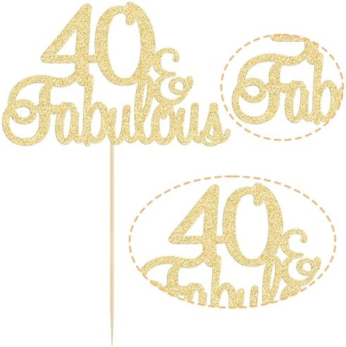 Gyufise 1Pcs 40 & Fabulous Cake Toppers 40 and Fabulous Cake Toppers for Happy 40th Birthday Cheers to 40 Party Decorations 40 Anniversary Birthday Cake Decorations Supplies