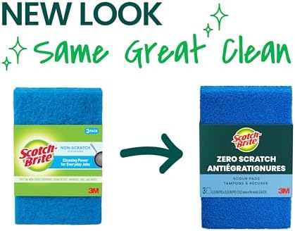 Scotch-Brite® Zero Scratch Scour Pad, 3 Scrubbing Pads, Non-Scratch Scouring Pads for Kitchen and Dish Cleaning