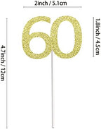Sumerk 24PCS 60 Cupcake toppers Gold Glitter 60th Birthday Cupcake Picks Anniversary Party Decorations