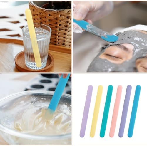 6 PCS Reusable Silicone Stirring Stick, Silicones Stirrings Sticks, Reusable Silicone Wax Stick Popsicle Sticks Tools, for DIY Crafts, Resin, Liquid, Paint (6 Colors)
