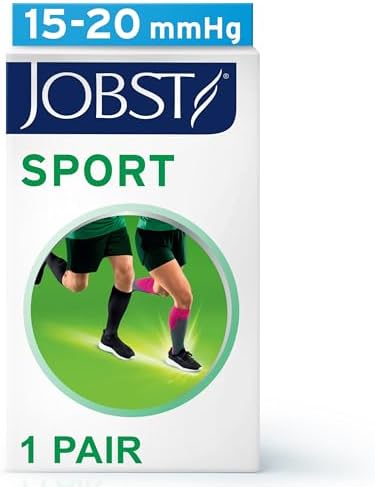 JOBST Sport Knee High 15-20 mmHg Compression Socks, White/Grey, Small