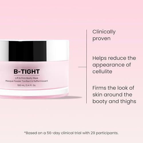 MAËLYS B-TIGHT Lift & Firm Booty Mask - Skin Tightening & Firming Cream for Booty & Thighs - Cellulite Cream with Caffeine & Brazilian Peppertree - Butt Mask for Smooth-Looking Skin (3.4 Fl Oz)
