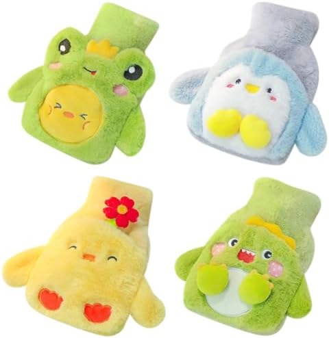 Cute Hot Water Bottle, 500ML (17oz) Hot Water Bag with Plush Cover for Pain Relief, Period Cramps, Hot and Cold Compress, and Winter Warmth (Frog)