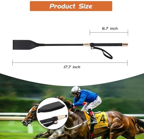 Horse Whip, Black Riding Crop, 18 Inches Long, PU Leather Equestrian Teaching Whip