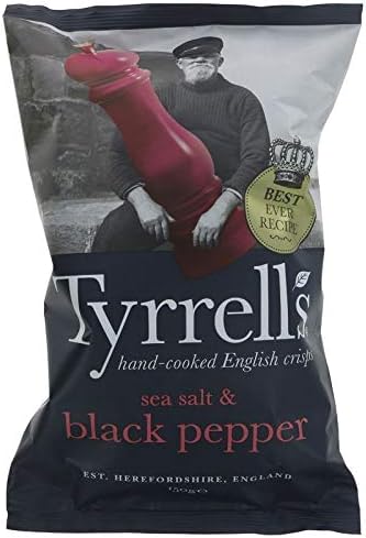 Tyrrell's Potato Chips, Sea Salt & Black Pepper 5.3 oz. (Pack of 12)