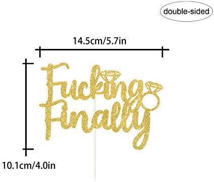 Fucking Finally Diamond Cake Topper,Wedding,Bridal Shower Decor,Golden Engagement Party Modern Cake Decoration