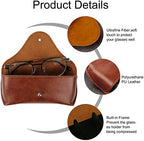 LogHog Portable Leather Glasses Case,Flexible Sunglasses Pouch Slim Case for Women Men Horizontal Eyeglass Case
