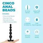 b-vibe Vibrating Anal Beads - Cinco Remote Control Butt Plug Beads Silicone Anal Toys - Black