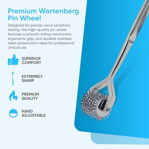 YNR Medical Diagnostic Neurologic Wartenberg Sensory Testing 1 to 10 Row Pinwheel Stimulator Silver (7 to 10 Row Set)