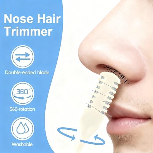 5-Pcs Nose Hair Trimmer 2-in-1, 2026 New Double-Sided 360° Rotating Manual Nasal Hair Cutter, Portable Nose Trimmer for Men & Women, Reusable Easy-to-Clean Hair Remover