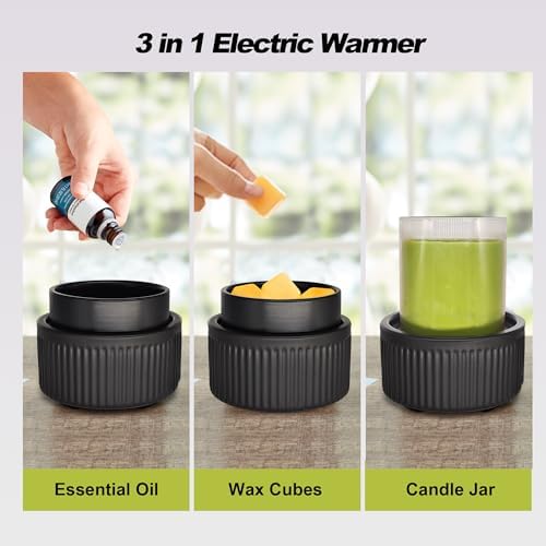 VICTORIA AROMA Ceramic Wax Warmer with Timer, Candle Wax Melter & Wax Burner for Scented Wax Melts, Electric Fragrance Wax Melt Warmer for Home Office Decor Ideal Gift（Black）