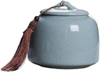 Airtight Tea Container Chinese Retro Large Ceramic Tea Cans Household Sealed Celadon Storage Black Ceramic Tea Caddy(D)