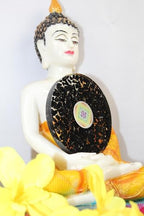 Jet Black Tourmaline Orgone Tea Coaster Flower of Life Round 40 Page Booklet Jet International Crystal Therapy India