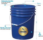 5 Gallon Food Grade Plastic Bucket, Open Head Pail with Handle, 12-3/8 in Diameter x 14-3/4 in Height (Blue, 1 Pack)