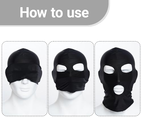 2pcs Open Eyes and Mouth Full Face Spandex Elastic Breathable Hood Mask for Halloween Cosplay Costume Unisex Adult