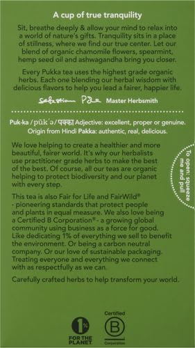 Pukka Organic Peace Herbal Tea with Spearmint, Ashwagandha, and Hemp Seed Oil, Caffeine Free, 20 Total Tea Bags