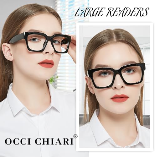 OCCI CHIARI Large Reading Glasses for Women Stylish Square Readers 1.0 1.25 1.50 1.75 2.0 2.25 2.50 2.75 3.0 3.5