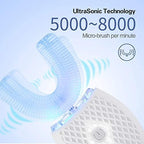 Maybuy Ultrasonic Automatic Toothbrush, Ultrasonic U-Shaped Toothbrushes for Adult, 360° Electric Sonic Tooth Brush with Automatic Timer, Wireless Charging Teethbrush Kit for Travel Or Home (White)