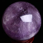 Natural Healing Crystal Balls Rock Stone Sphere 2.36" Chakra Crystal Ball with Wood Stand for Decorative Ball, Witchcraft Divination, Mineral Specimens,Amethyst