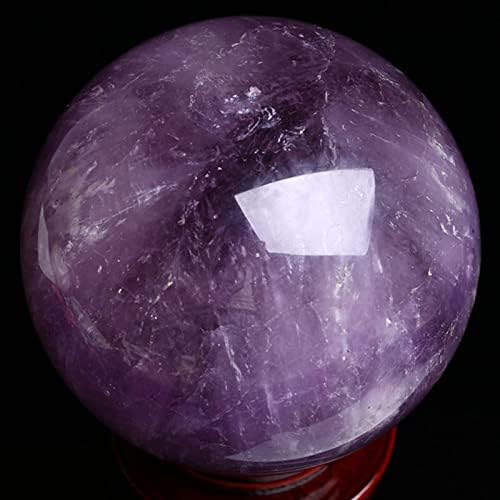Natural Healing Crystal Balls Rock Stone Sphere 2.36" Chakra Crystal Ball with Wood Stand for Decorative Ball, Witchcraft Divination, Mineral Specimens,Amethyst