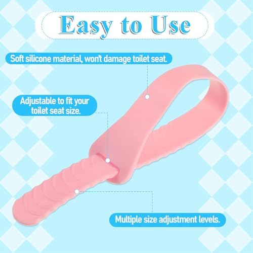 6Pcs Toilet Seat Lifter Handle, Silicone Toilet Lid Cover Lifter Tab Toilets Seat Handle Holder Lift Tools Avoid Touching Toilets for Home Bathroom Office Hotel (Blue, Pink)